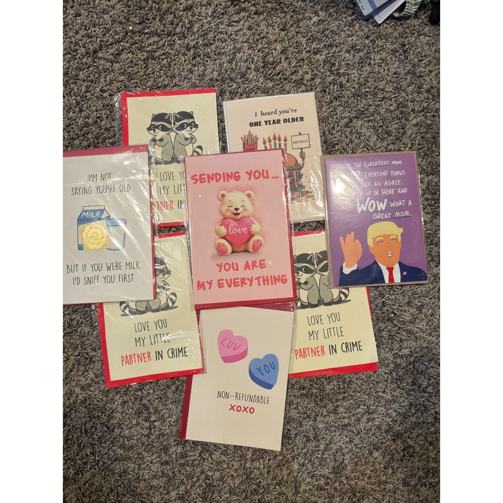 Assorted Greeting Card Lot 8pc Funny Birthday Anniversary Mother Day Raccoon